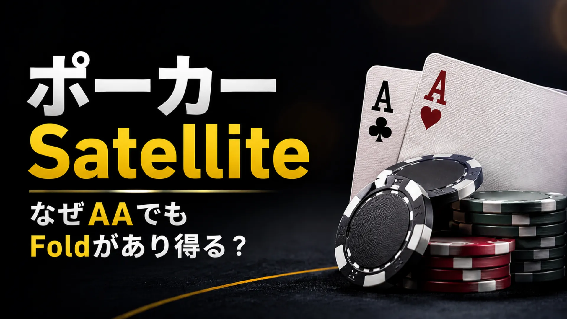 ポーカーSatellite戦略のカバー画像。AAとポーカーチップを使い、bubble付近でAAでもFoldがあり得る理由を表現