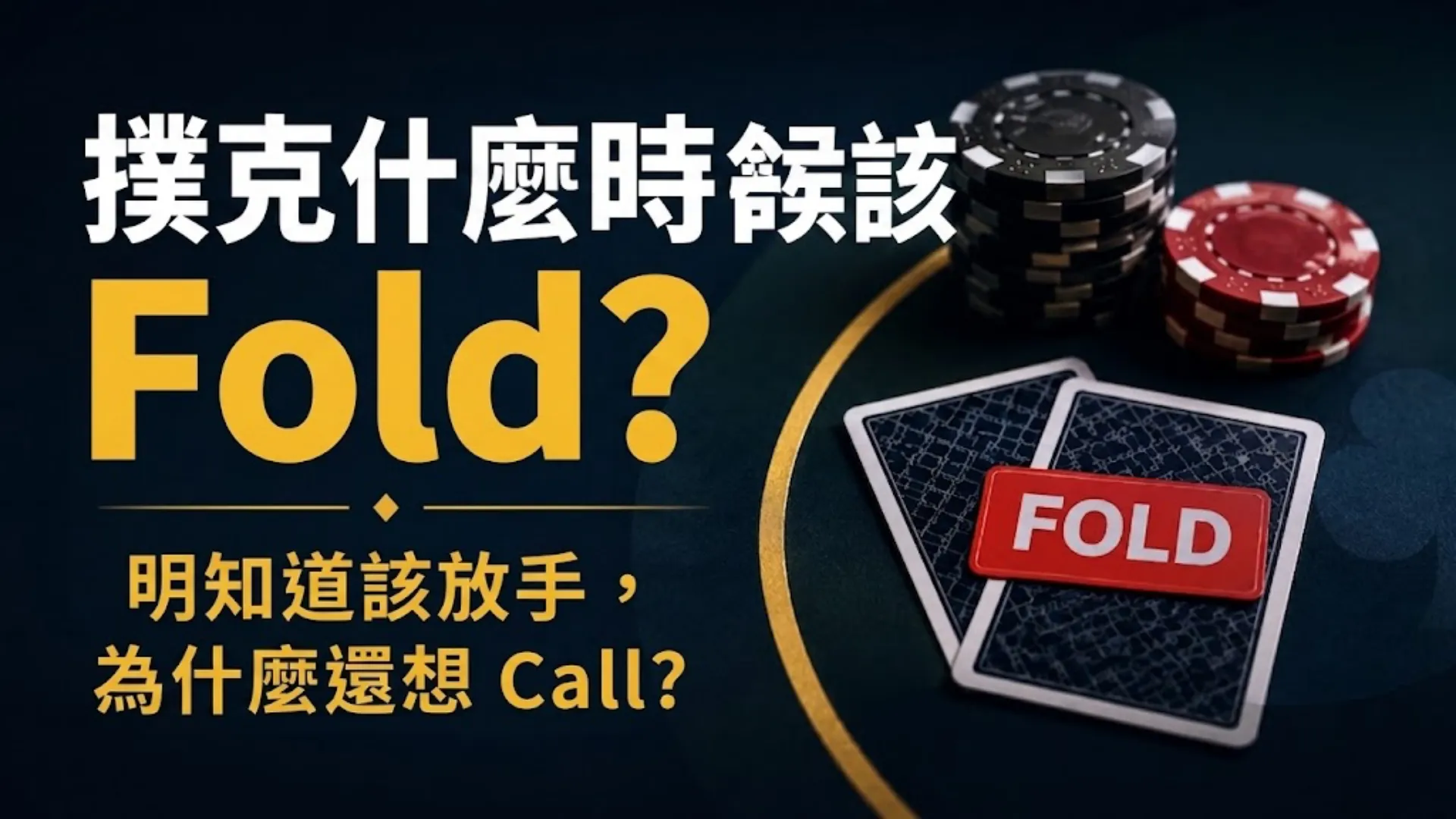 Poker Fold 策略封面圖，以籌碼、蓋牌與 Fold 標示呈現「什麼時候該 Fold」的決策主題